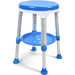 SGABELLO DA DOCCIA BLU CON VASSOIO - portata 136kg - ruotabile ed altezza regolabile 